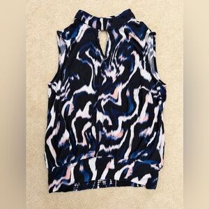 Liverpool Sleeveless Mock Neck Camisole in Navy, Black & Pink